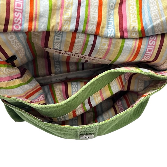 Fossil Lime Green Canvas Crossbody Bag Adjustable Strap - Picture 4 of 7